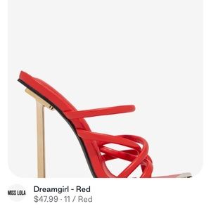 MISS LOLA DREAM GIRL RED GOLD STRAPPY HEELS TRUE TO SIZE 11